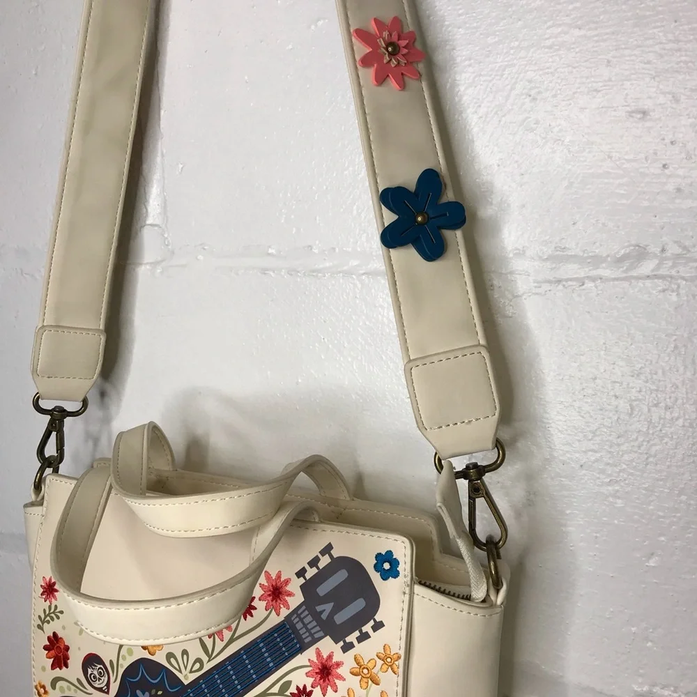 Loungefly Disney Pixar Coco Floral Guitar Crossbody Bag Tote Purse - Picture 5 of 15